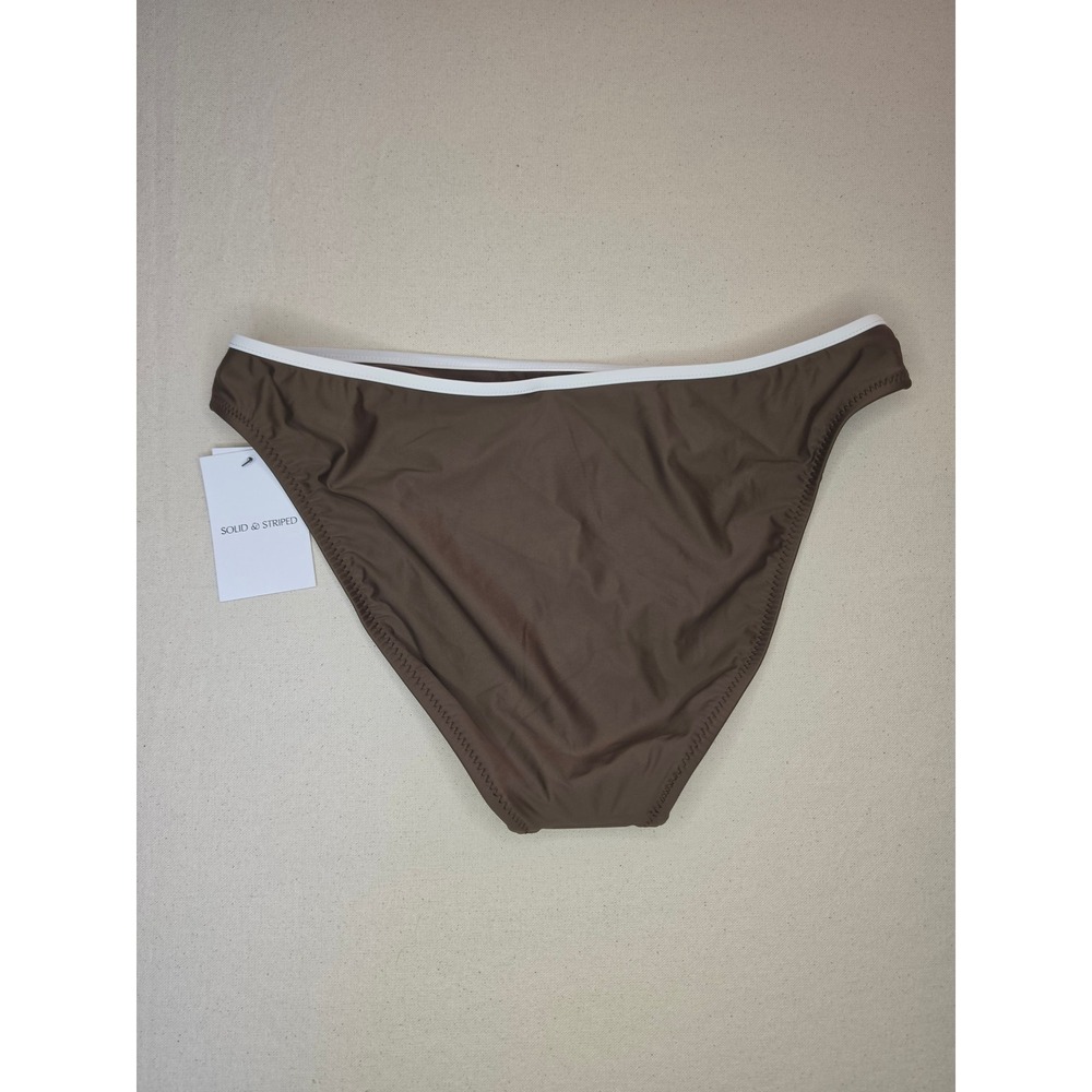 Solid & Striped Contrast Binding Bikini Bottom Brown Large NWT - Picture 2 of 2